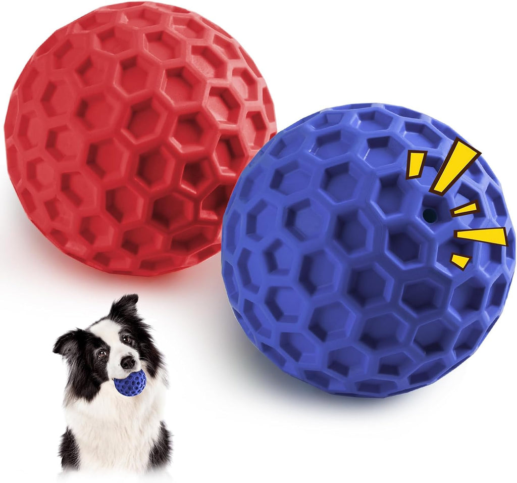 HIPPIH Indestructible Squeaky Dog Toys, Interactive Dog Balls 2 Pack, Chew Toys for Aggressive Chewers, Natural Rubber Puppy Toy for Large/Medium Dogs, Tough Puppy Teething Toy, Relieve Anxiety - Image 11