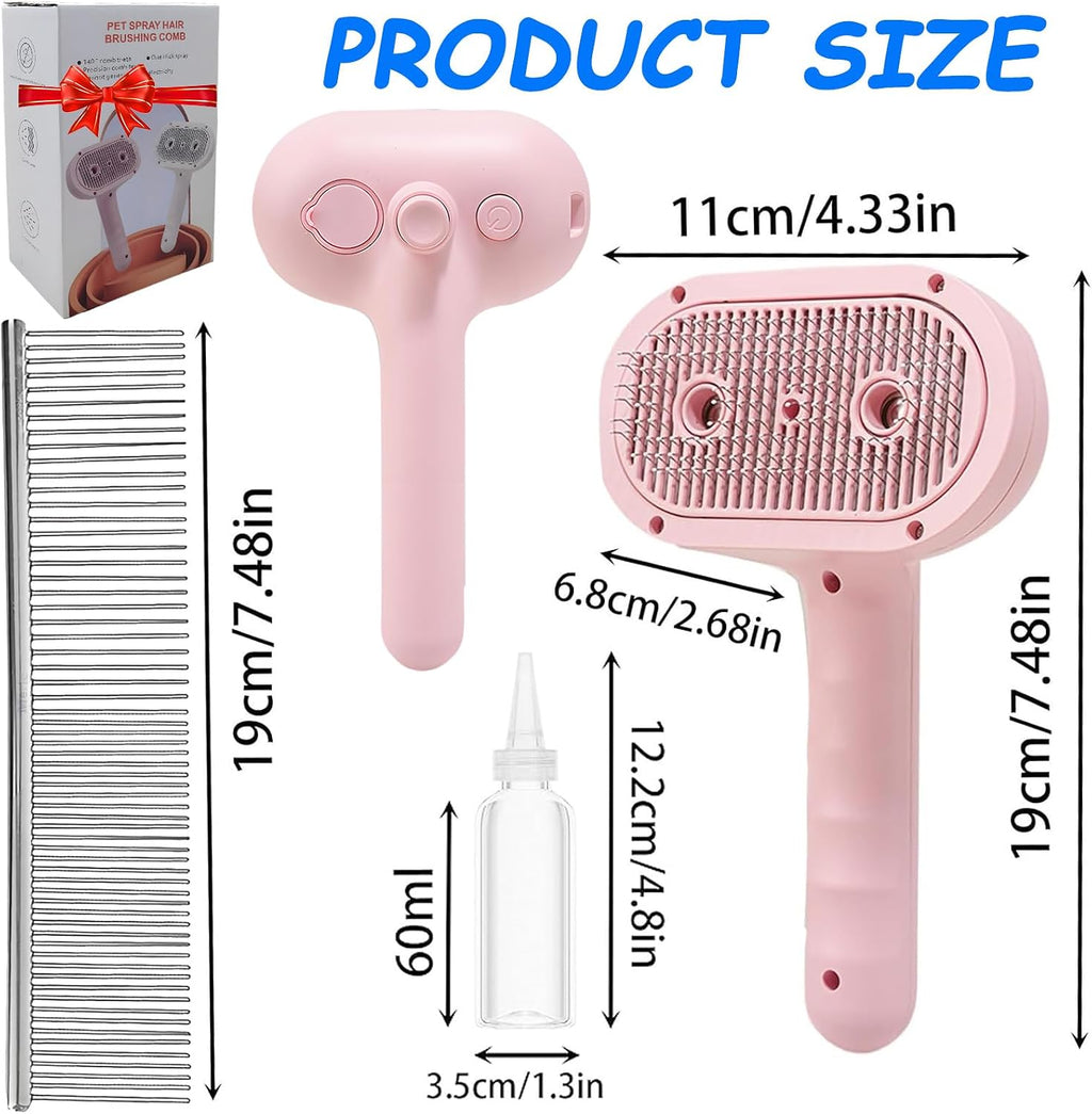 Premium packaging box showing the authentic QZTRGDW three in one pet spray comb