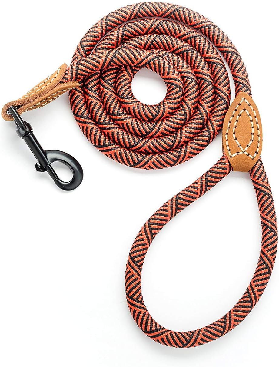 Mile High Life Rope Leash with Genuine Leather Connection, 6 FT/5 FT/4 FT, Heavy Duty Leash for Medium & Large Dogs (Brown, 48 Inch) - Image 9