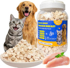 Pure boneless chicken breast dehydrated treats suitable for food sensitive pets.