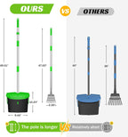 Eocnrhe dog poop scooper with integrated bag attachment clips for clean disposal.