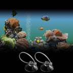 FEBSNOW transparent aquarium suction cups organizing air tubing inside a freshwater fish tank.