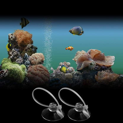 FEBSNOW transparent aquarium suction cups organizing air tubing inside a freshwater fish tank.