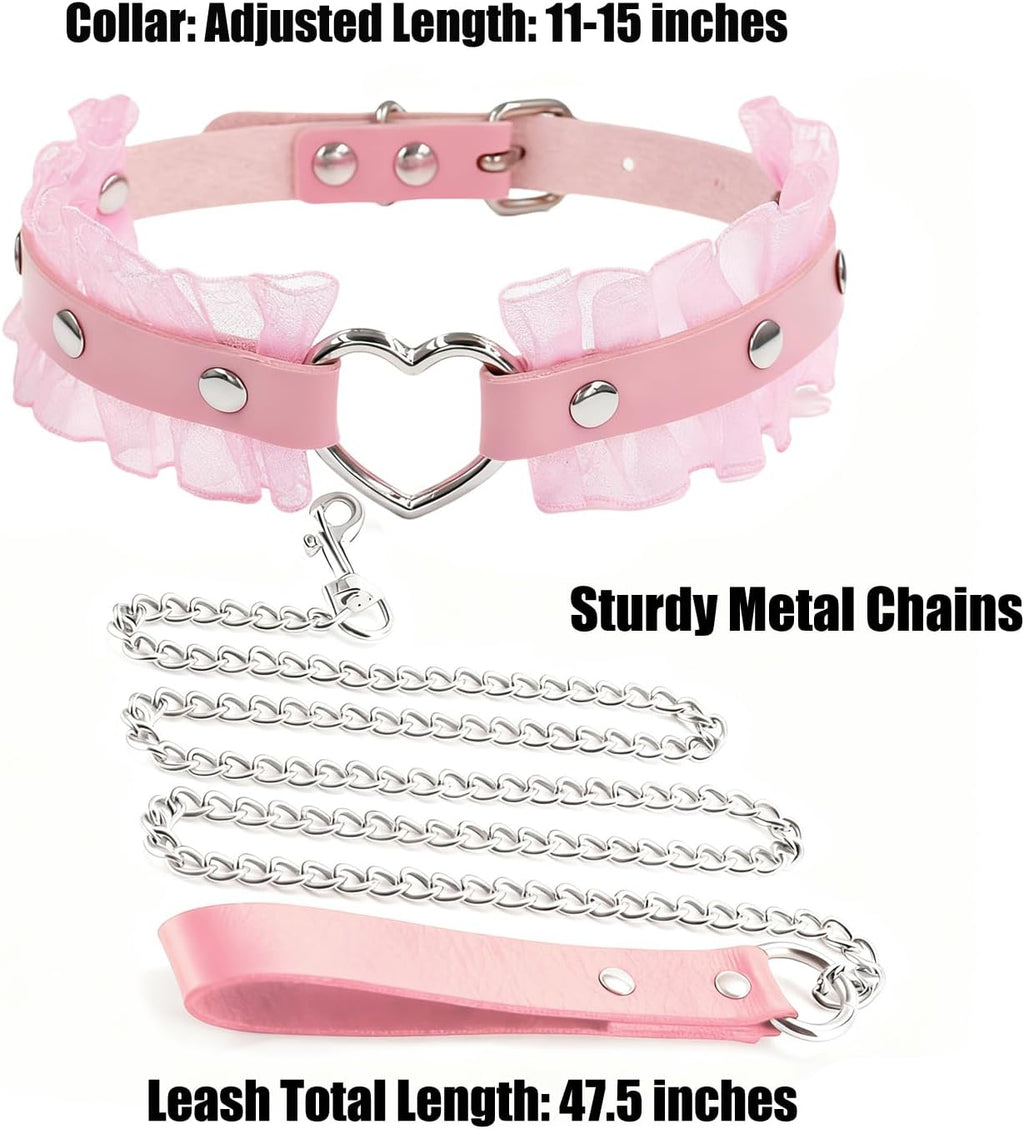 Side profile of Aufordebatis pink pet jewelry set