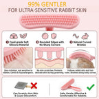 MCTOURY small animal deshedding brush showing the ergonomic back handle design