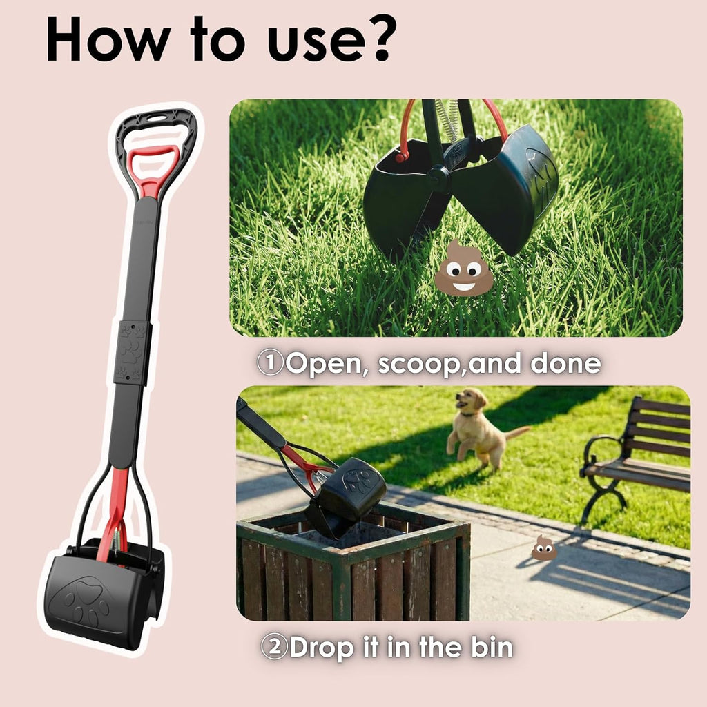 Folded view of the lightweight Timingila pet waste tool demonstrating portability on walks
