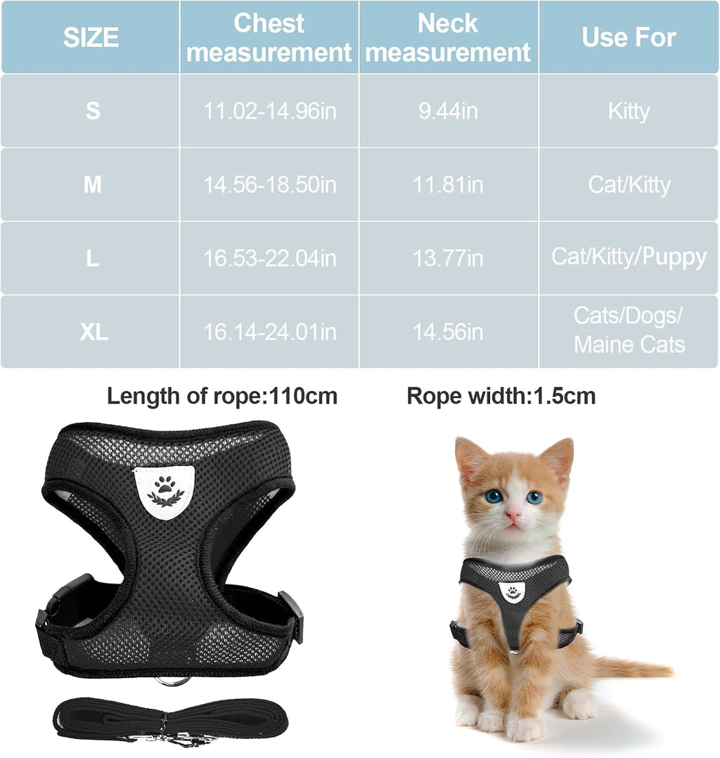 SALFSE anti escape adjustable cat vest black side view