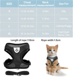 SALFSE anti escape adjustable cat vest black side view
