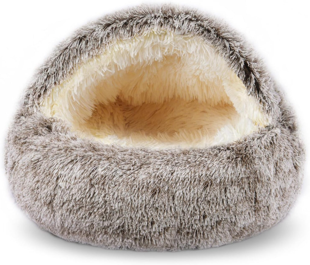 FORMYCATIE Cat Beds for Indoor Cats,Cat Cave for Puppy and Kitty,Calming Small Dog Bed for Small Dogs with Cover Cave,Cozy Warming Fluffy Washable Anti-Slip Pet Sleeping Bag(20 * 20inch,Dark Gray) - Image 11