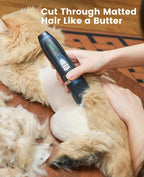 Rechargeable cat paw trimmer head showing precision titanium blades