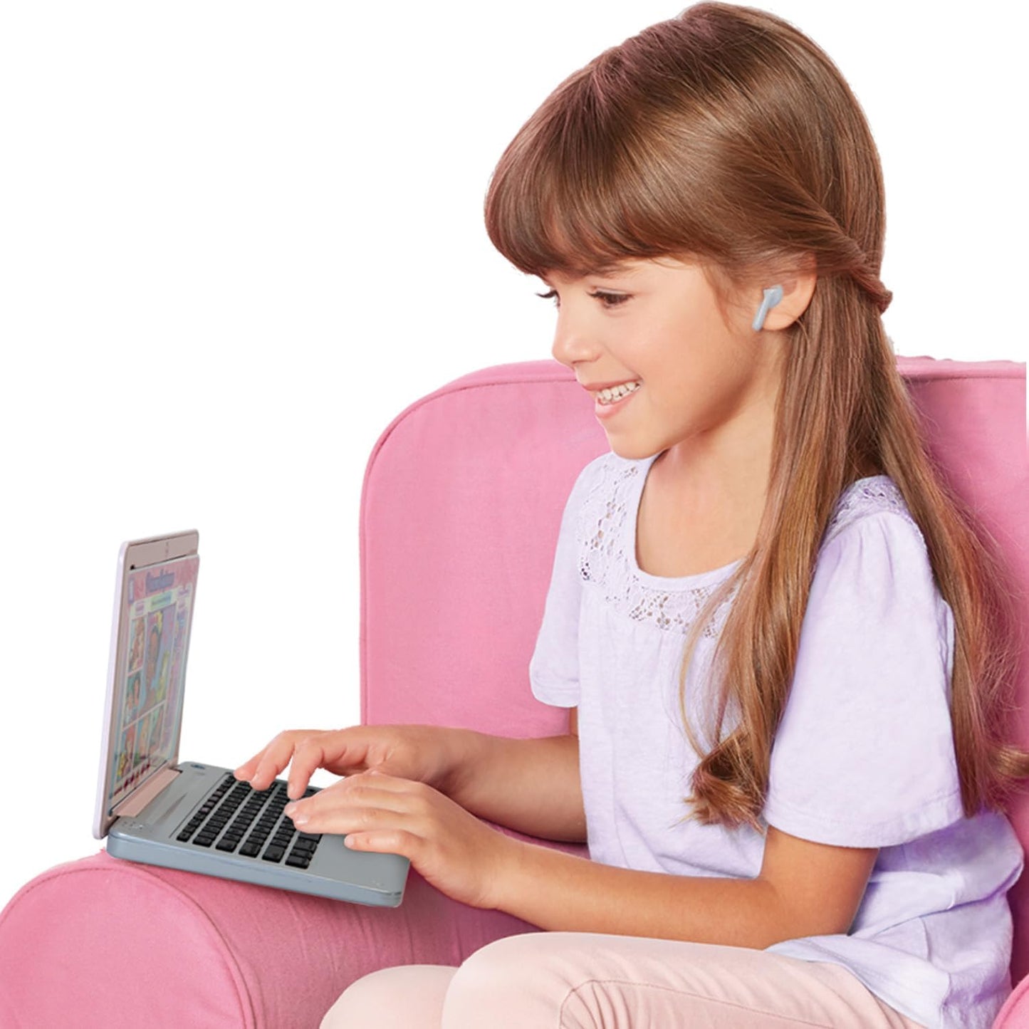 Disney Princess Style Collection Play Laptop front view showing the pink open screen and keyboard.