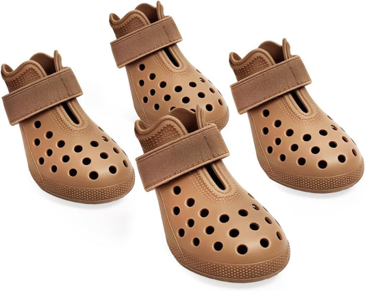 Hertiendo dog shoes for hot pavement brown front view
