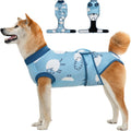 Aimydog Dog and Cat Surgery Recovery Suit front view showing the cute cartoon sheep pattern on high-elastic fabric.