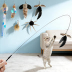 VavoPaw 4-in-1 Interactive Cat Toys for Indoor, Retractable Cat Wand Toy with Feather, Crinkle Paper Refills, Cats Enrichment Toys Teaser Wand for Bored Indoor Adult Cats and Kittens - Image 11