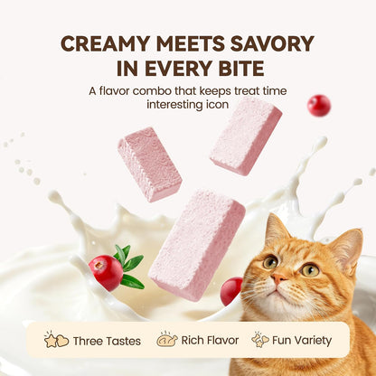 Grain free chicken and cranberry cat snacks nutritional facts view.