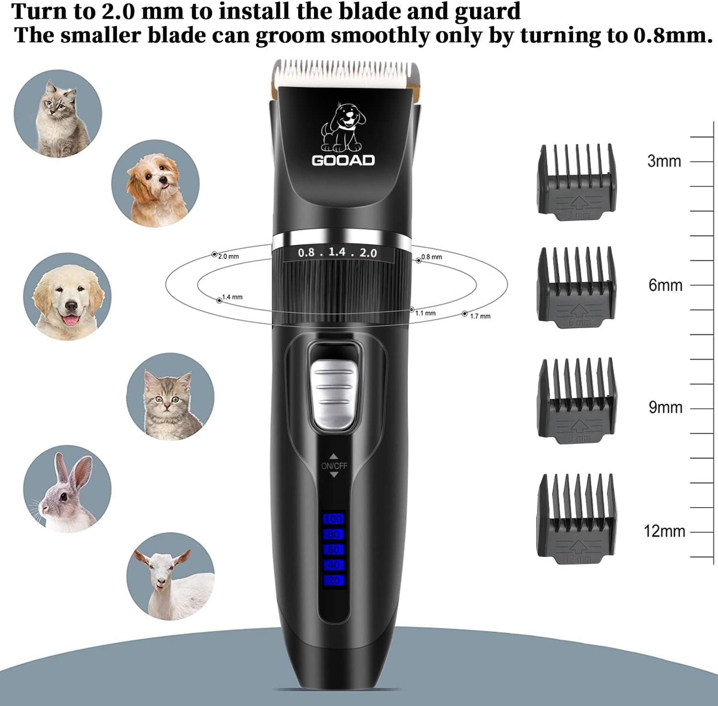 Cakapet rechargeable pet clipper being held to demonstrate the ergonomic lightweight grip