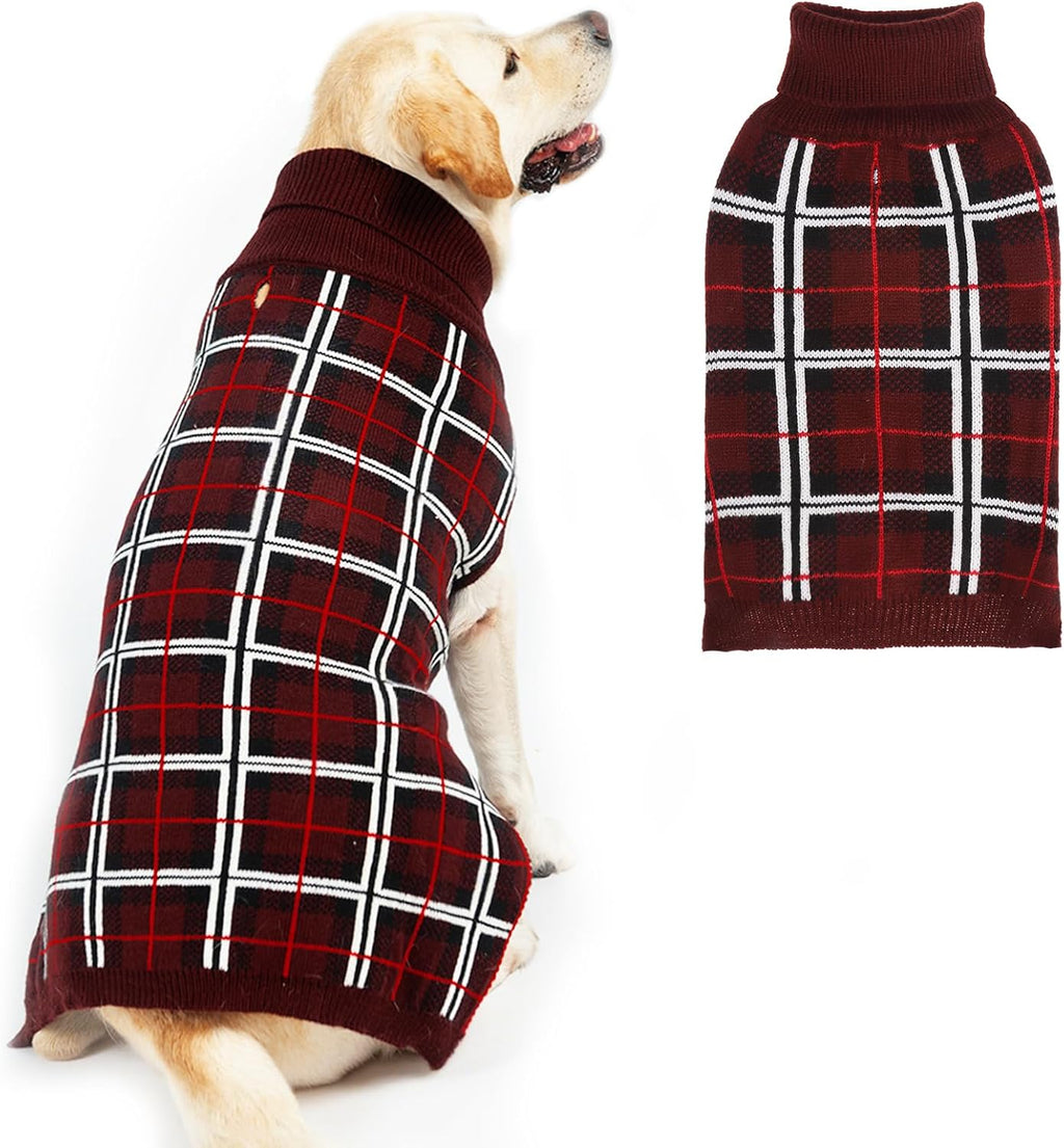 PUPTECK Dog Sweaters for Large Medium Small Dogs - Fall Classic Plaid Style Puppy Holiday Winter Coat Clothes Warm - Image 9