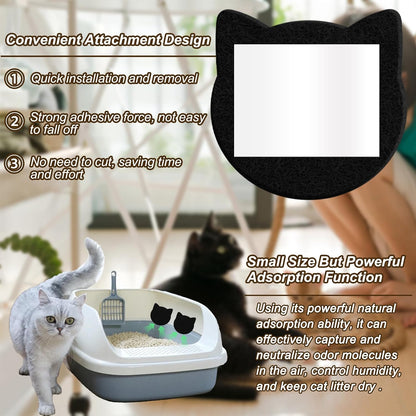 Close up of strong adhesive backing on pet safe deodorizing filter for easy attachment