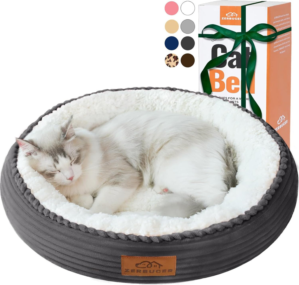 Zerbuger 20in Washable Cat Beds for Indoor Cats - Round Donut Pet Bed for Cats, Small Dogs, Puppy, Kitten - Anti-Slip Bottom, Calming Bed Gift - Pink - Image 10