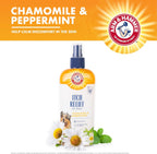 No rinse chamomile and peppermint dog grooming spray packaging.