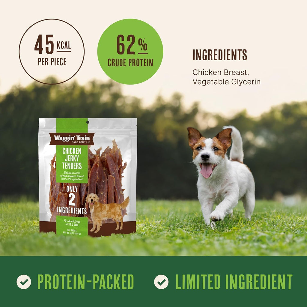 Real chicken breast jerky treats for adult dogs close up