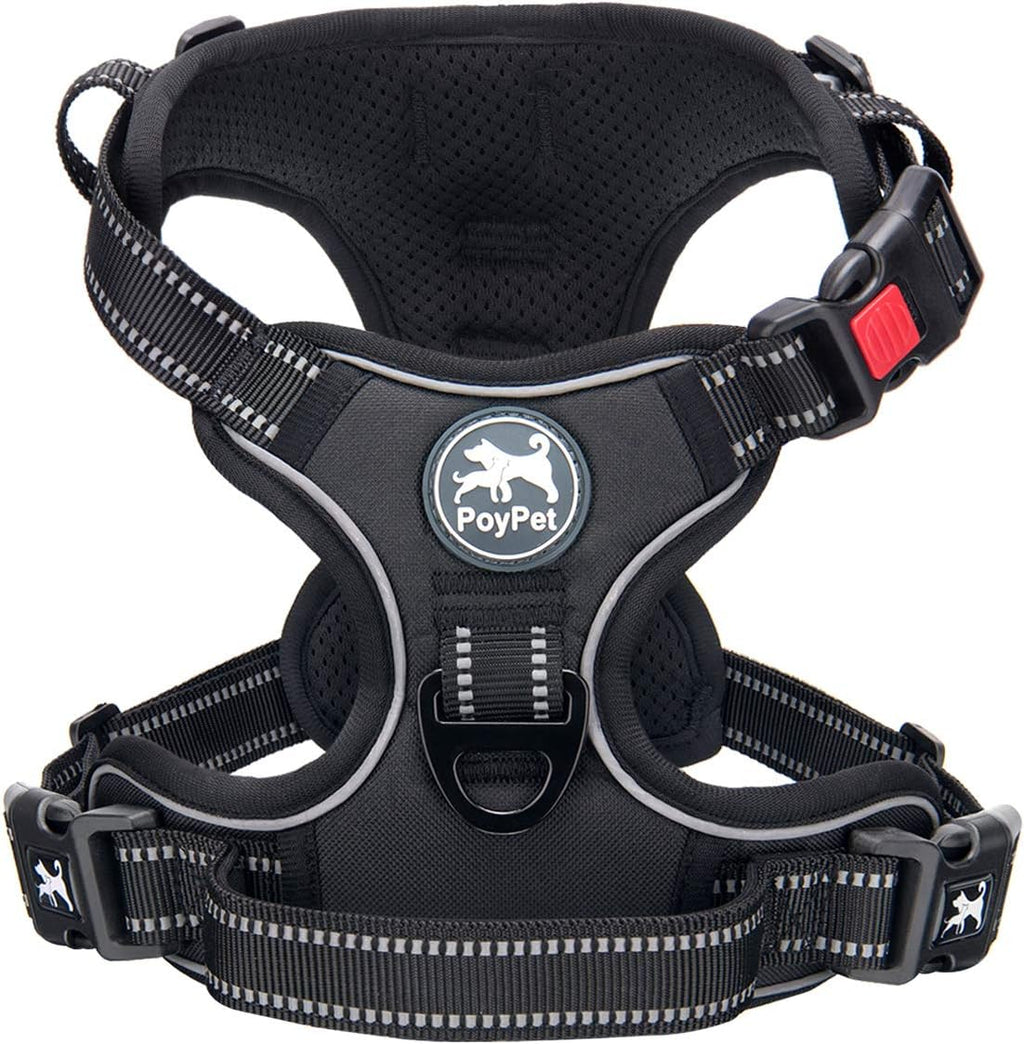 PoyPet No Pull Dog Harness, No Choke Front Lead Dog Reflective Harness, Adjustable Soft Padded Pet Vest with Easy Control Handle for Small to Large Dogs(Pink, Medium) - Image 9