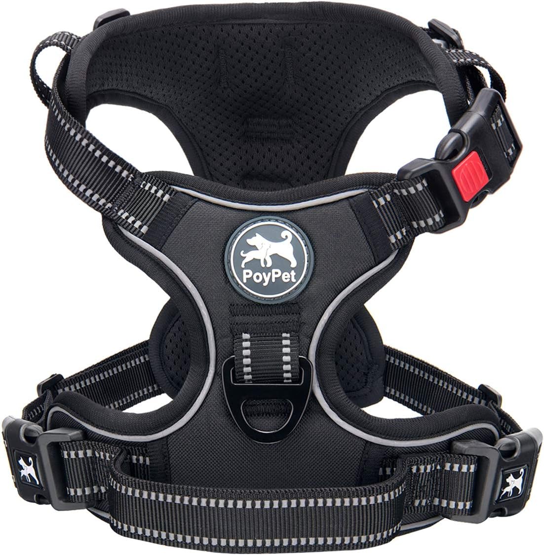 PoyPet No Pull Dog Harness, No Choke Front Lead Dog Reflective Harness, Adjustable Soft Padded Pet Vest with Easy Control Handle for Small to Large Dogs(Pink, Medium) - Image 9
