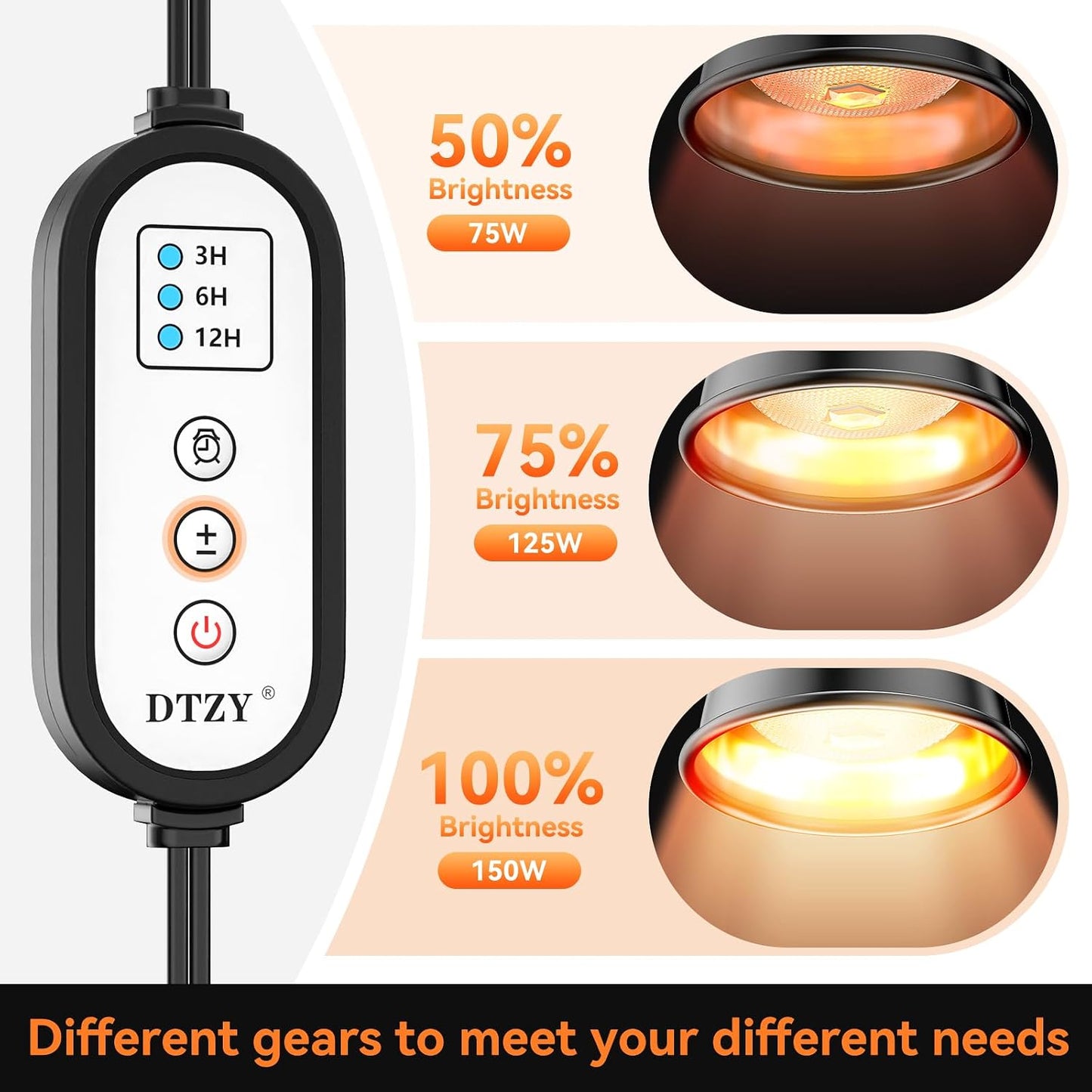 DTZY deep dome reptile light housing with 150W infrared bulb included