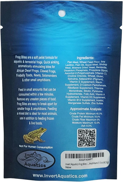 Invert Aquatics amphibian diet pellets showing size and texture.