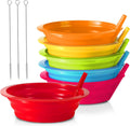Kids Cereal Bowls with Straws - Set of 6 Plastic Bowl with Straw For kids BPA Free Dishwasher and Microwave Safe - 22 Oz Toddlers Bowls with Built-In Straws Includes 3 Cleaning Brushes - Image 1