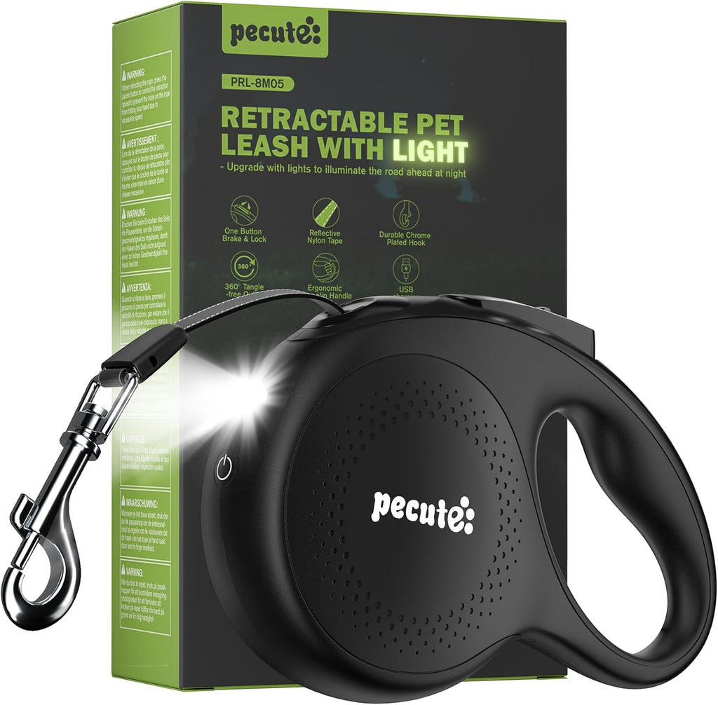 Retractable Dog Leash with Light, 16.4 ft Retractable Pet Leash with Anti-Slip Soft Grip, 360 degrees Tangle-Free, One-Button Control, Reflective Leashes for Small Medium Dog Up to 66 lbs - Image 10