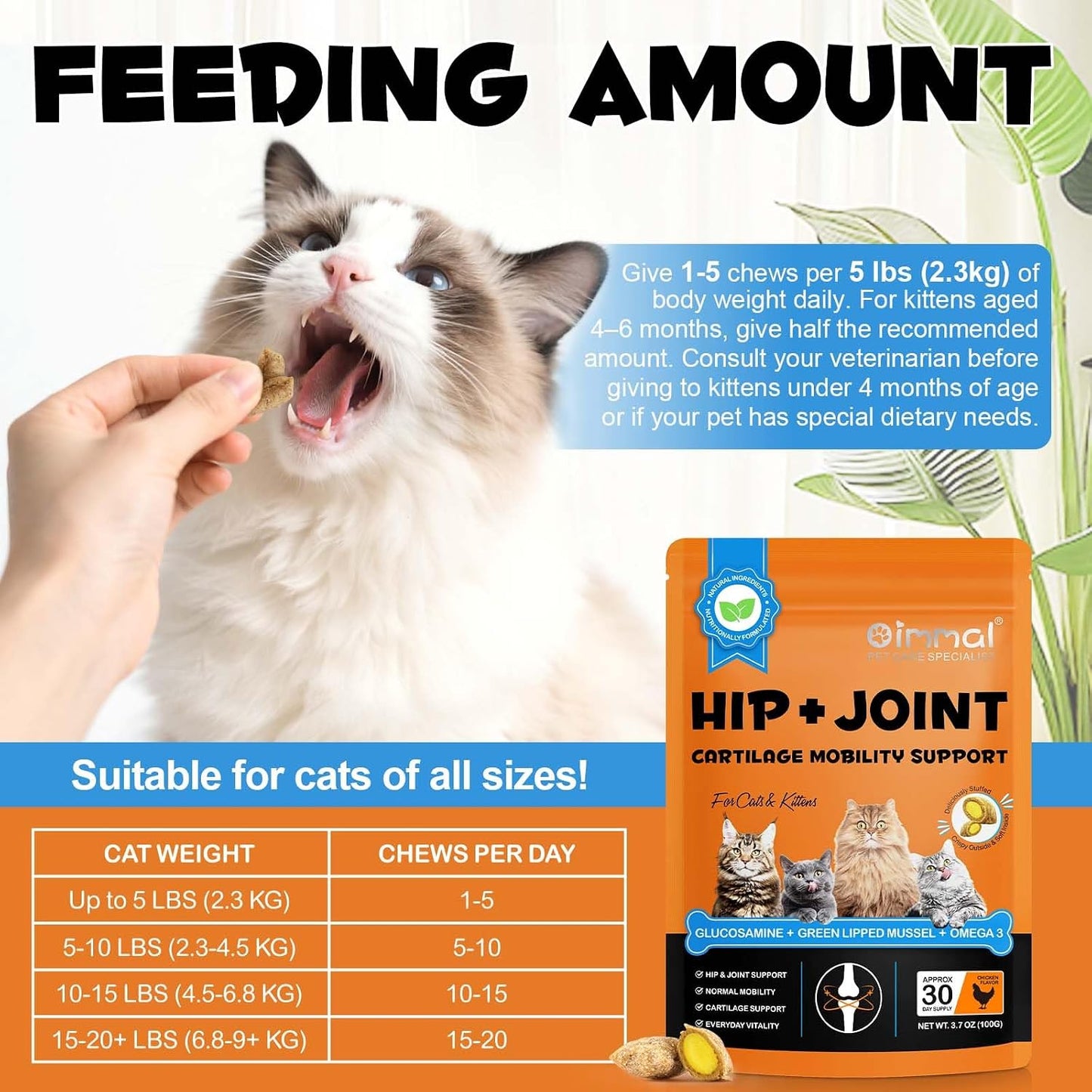Alivo hip and joint chews back label showing ingredient details