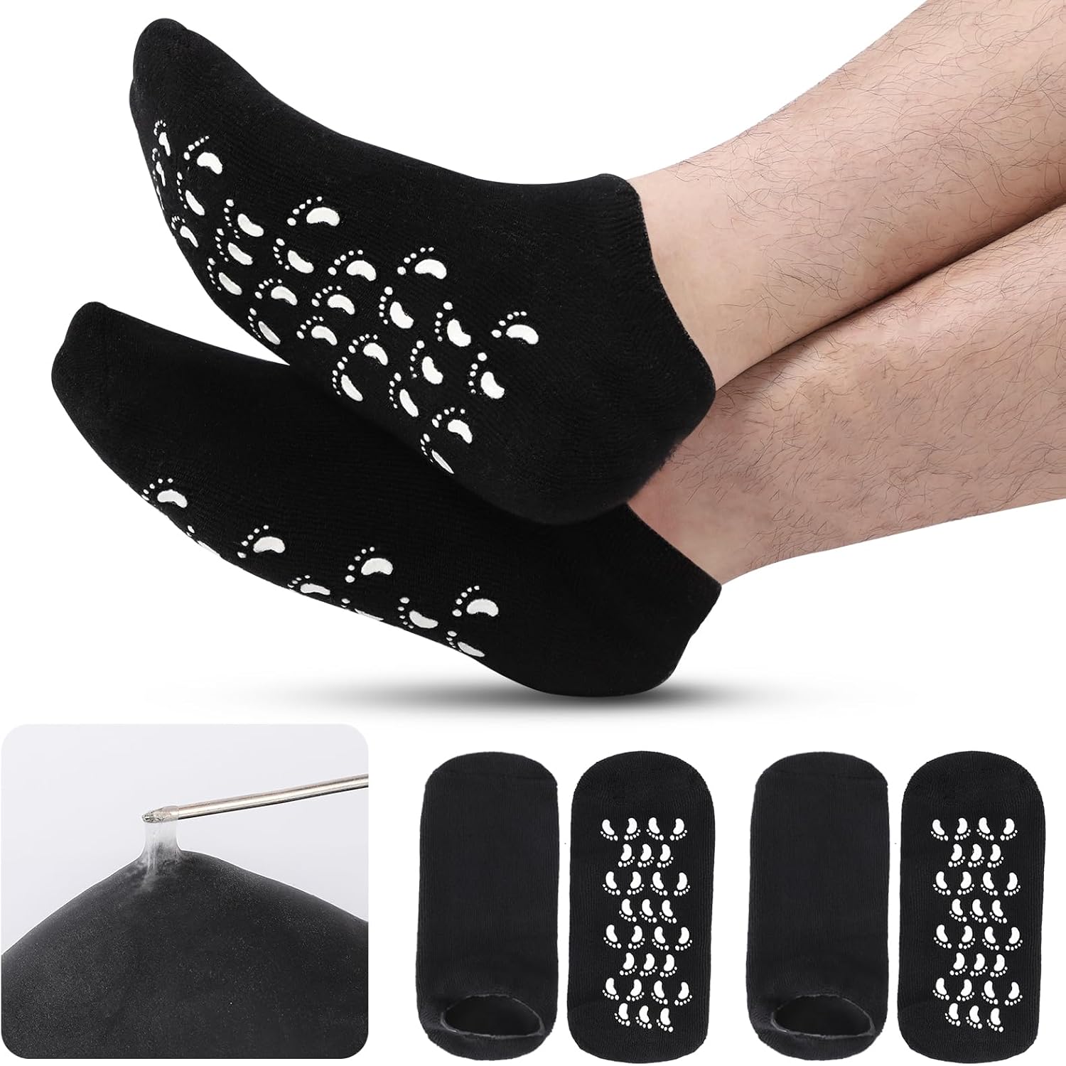 Aluroice 11 inch large silicone moisturizing socks for men front view