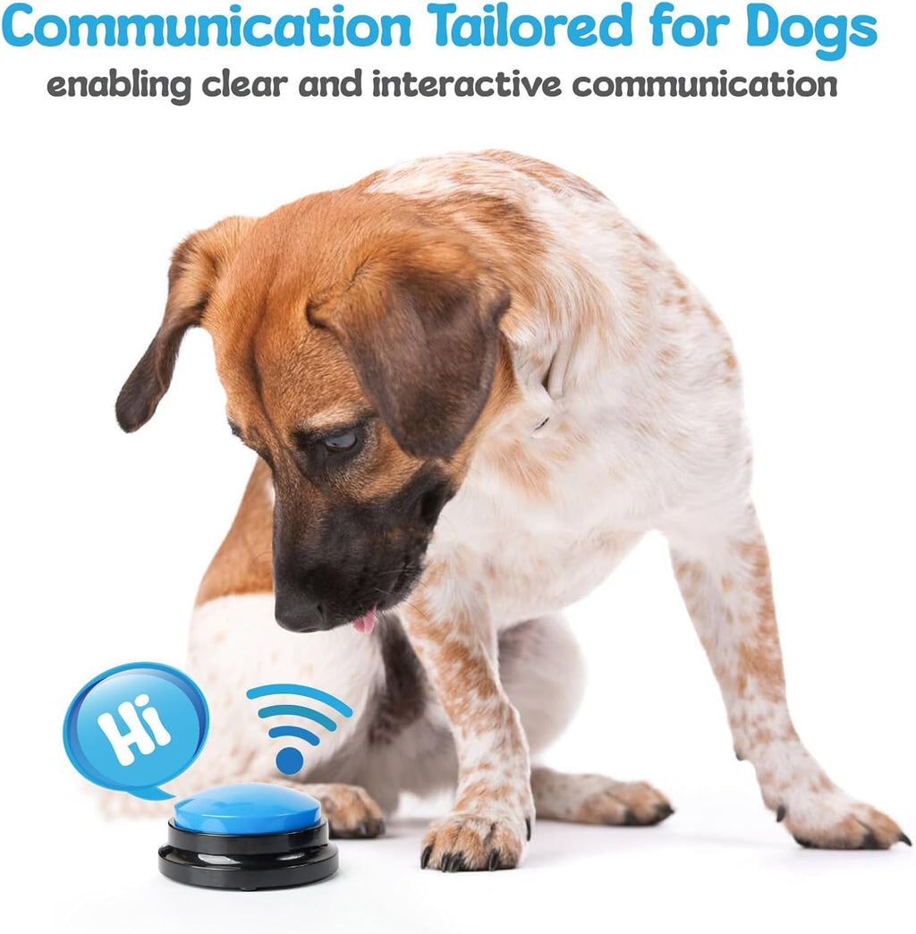 Dog pressing a recordable sound button for potty training communication