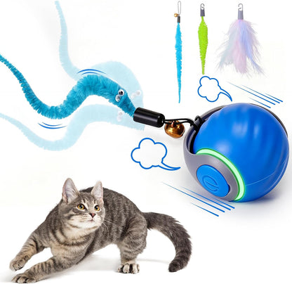 Baborui interactive cat toy ball blue front view