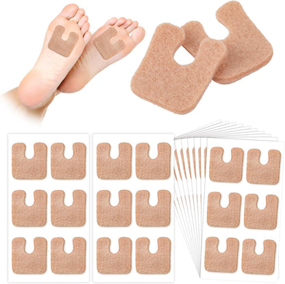 Boao 60 Pieces Callus Pads front view of U-shaped felt cushions.