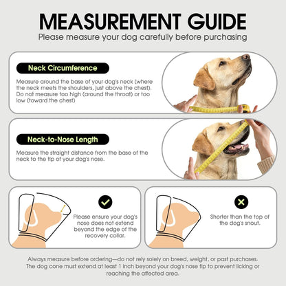 Anti licking soft dog cone collar with secure hook and loop closure