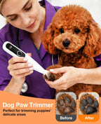 IREDOON dog paw trimmer showing the smart digital display screen