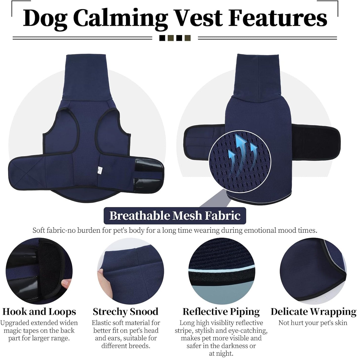 Premium imported pet anxiety relief vest in navy blue extra large size