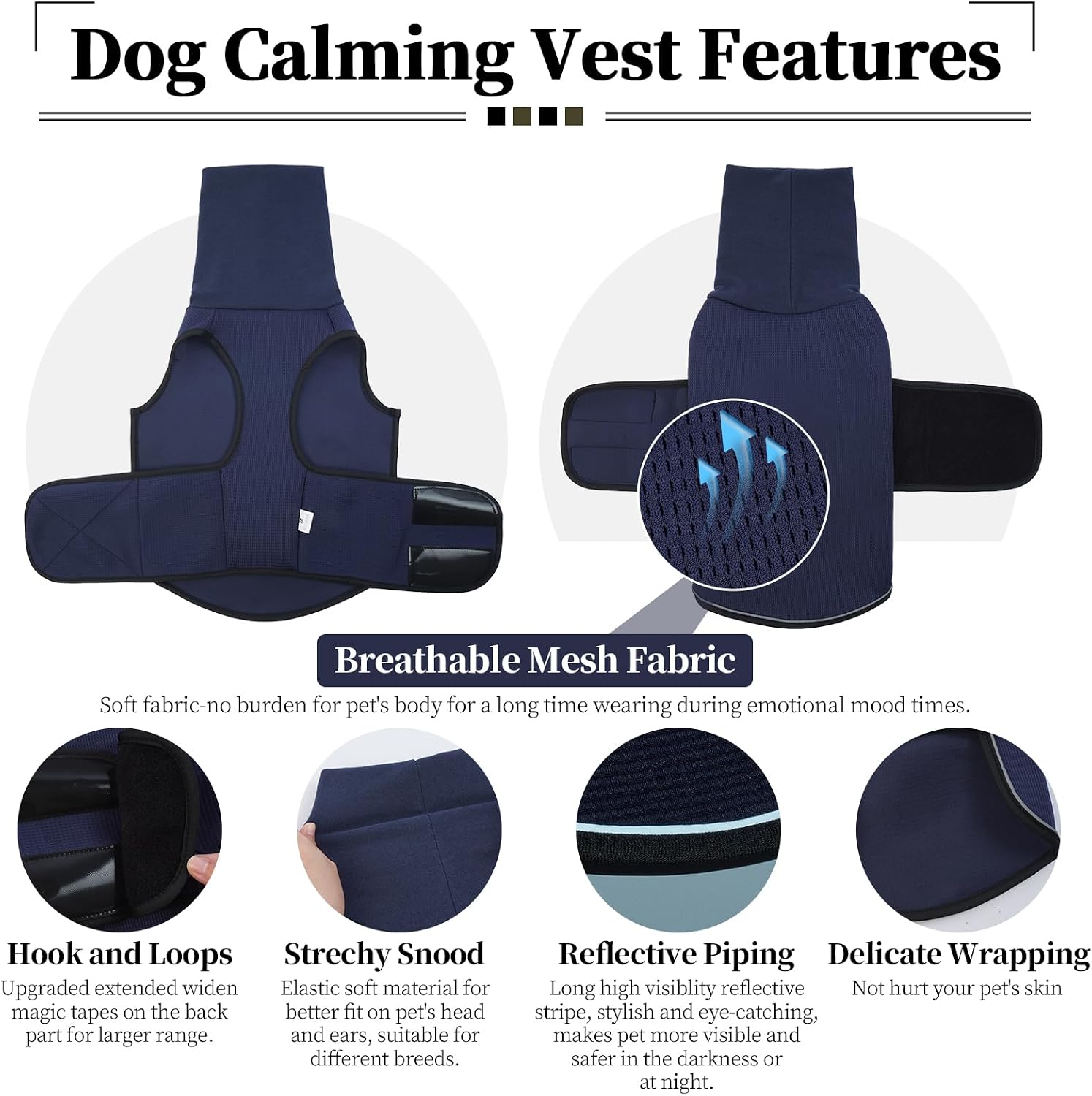 Premium imported pet anxiety relief vest in navy blue extra large size