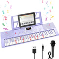 TWFRIC 61 key kids piano keyboard front view showing purple chassis and light up keys