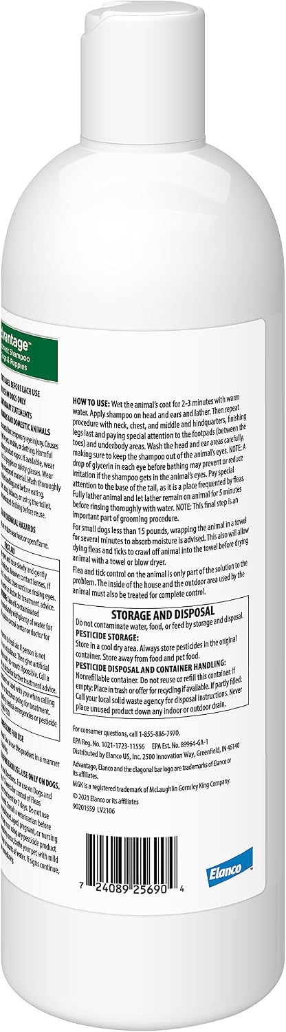 Advantage dog shampoo for puppies and adult dogs pest defense bottle