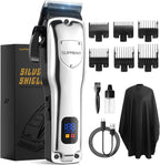 SUPRENT professional hair clipper front view showing digital LED display screen