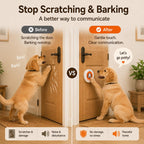 Waterproof wireless puppy doorbell being used by a small breed dog