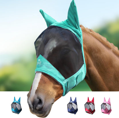 Harrison Howard CareMaster Pro Luminous Horse Fly Mask Large Eye Space Standard with Ears UV Protection for Horse Navy Full Size - Image 13