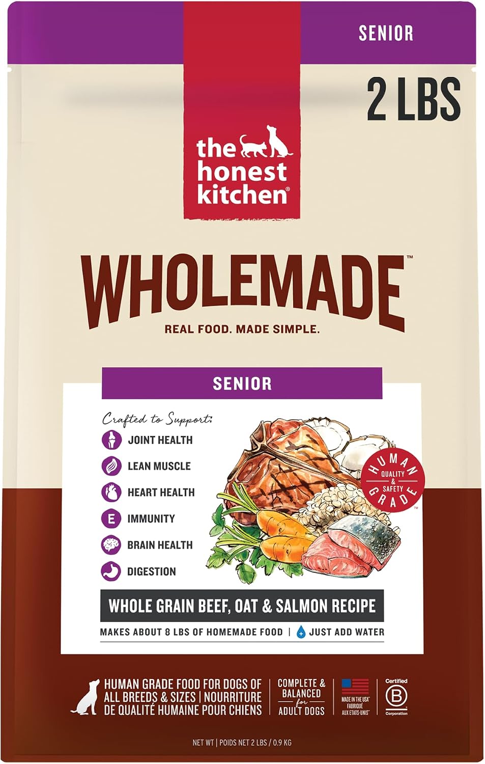 The Honest Kitchen Human Grade Wholemade(TM) Whole Grain Beef, Oat & Salmon Dehydrated Senior Dog Food, 7lb Bag (Makes 28lbs) - Image 11