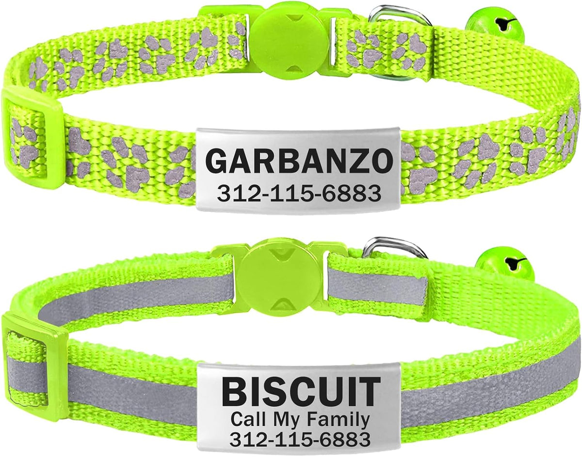 TagME 2 Pack Cat Collar with Name Tag, Personalized Reflective Cat Collar Breakaway with Bell for Boy & Girl Kitten, SkyBlue - Image 10