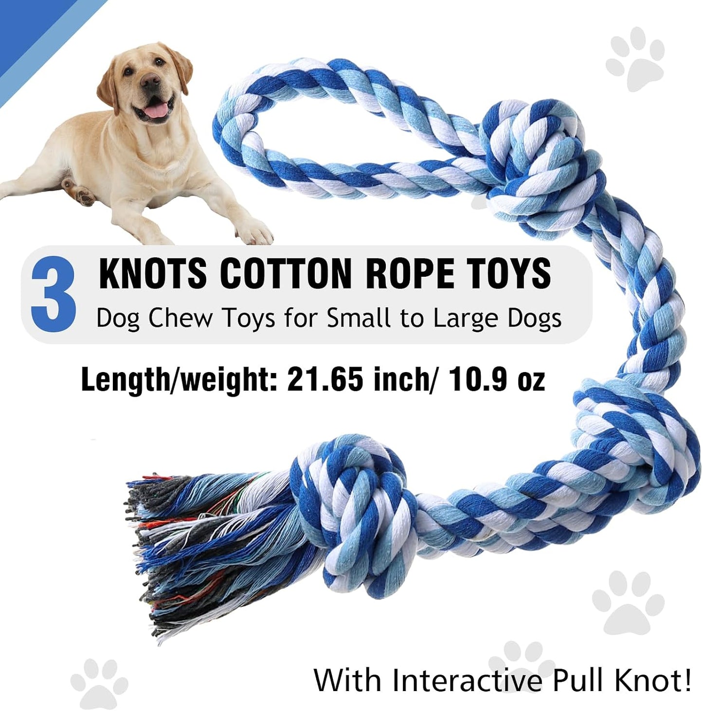 XIGOU indestructible pet tug toy close up of natural cotton fibers