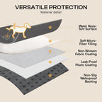 Scratch resistant polyester surface of the Luciphia pet mat being tested by dog claws.