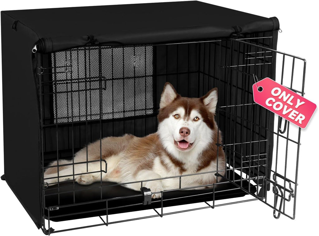 Seiyierr Dog Crate Cover - Kennel Covers Fit for 24 Inch Dogs Crate, Double Door Polyester for Wire Puppy Cage Indoor Outdoor Protection, Grey - Image 13